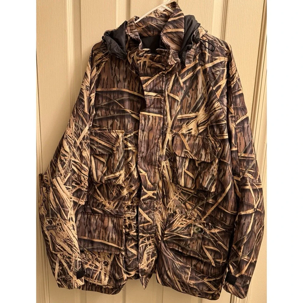 Vintage Mossy Oak Jacket Mens XL Shadow Grass Duck Hunting Bomber‎ With Hood